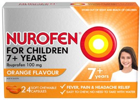 Nurofen For Children 7+ Orange 24 Chewable Capsules