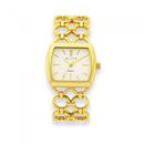 elite-Ladies-Gold-Tone-Tonneau-Circle-Link-Watch Sale