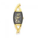 elite-Ladies-Gold-Tone-Black-Pattern-Dial-Bangle-Watch Sale