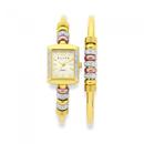 Elite-Ladies-Tri-Tone-Watch-Bracelet-Set Sale