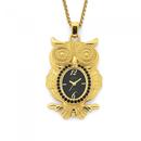 Elite-Ladies-Owl-Gold-Tone-Stone-Set-Pendant-Watch Sale