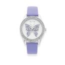 Elite-Silver-Tone-Crystal-Set-Butterfly-Watch-With-Lavender-Strap Sale