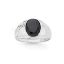 Silver-Oval-Black-CZ-Gents-Ring Sale