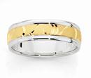 9ct-Gold-Silver-Mens-Wave-Patterned-Ring Sale