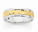 9ct-Gold-Sterling-Silver-Wave-Patterned-Mens-Ring Sale