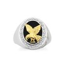 9ct-Gold-Silver-Diamond-Onyx-Eagle-Mens-Ring Sale