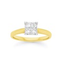 9ct-Gold-Diamond-Invisible-Set-Princess-Cut-Ring Sale
