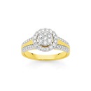 9ct-Two-Tone-Cluster-Diamond-Engagement-Ring Sale