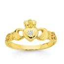 9ct-Gold-Diamond-Claddagh-Ring Sale