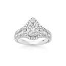 9ct-White-Gold-Diamond-Teardrop-Cluster-Ring Sale