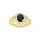 9ct-Gold-Black-Sapphire-Diamond-Swirl-Ring Sale