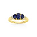 9ct-Gold-Black-Sapphire-Diamond-Oval-Trilogy-Ring Sale