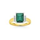 9ct-Gold-Two-Tone-Created-Emerald-Diamond-Ring Sale