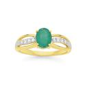 9ct-Gold-Emerald-Diamond-Swirl-Ring Sale