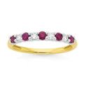9ct-Gold-Two-Tone-Ruby-15ct-Diamond-Ring Sale