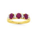 9ct-Gold-Ruby-Diamond-Oval-Trilogy-Ring Sale