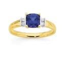 9ct-Gold-Created-Sapphire-Diamond-Ring Sale