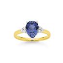 9ct-Gold-Created-Ceylon-Sapphire-Diamond-Pear-Cut-Ring Sale