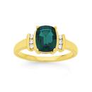 9ct-Gold-Created-Emerald-Diamond-Ring Sale