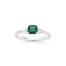9ct-White-Gold-Created-Emerald-Diamond-Ring Sale