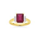 9ct-Gold-Created-Ruby-Diamond-Emerald-Cut-Ring Sale
