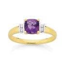 9ct-Gold-Amethyst-Diamond-Ring Sale