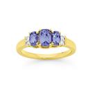 9ct-Gold-Tanzanite-Diamond-Trilogy-Dress-Ring Sale