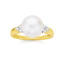 9ct-Gold-Cultured-Freshwater-Pearl-15ct-Diamond-Ring Sale
