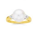 9ct-Gold-Cultured-Freshwater-Pearl-Diamond-Ring Sale