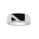 Silver-Black-Onyx-CZ-Diagonal-Mens-Ring Sale