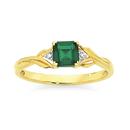 9ct-Gold-Created-Emerald-Diamond-Twist-Ring Sale