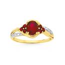 9ct-Gold-Created-Ruby-Diamond-Oval-Cluster-Ring Sale