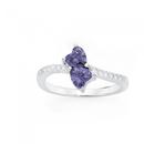 Silver-Purple-CZ-Heart-Ring Sale