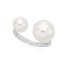 Silver-Small-Large-Shell-base-Pearl-Open-Ring Sale