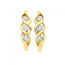 9ct-Gold-Diamond-Round-Brilliant-Cut-Cluster-Multi-Swirl-Huggie-Earrings Sale