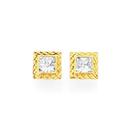 9ct-Gold-Square-CZ-Stud-Earrings Sale