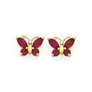 9ct-Gold-Created-Ruby-Diamond-Butterfly-Stud-Earrings Sale