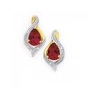 9ct-Gold-Created-Ruby-Diamond-Pear-Swirl-Stud-Earrings Sale