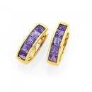 9ct-Gold-Amethyst-Huggies Sale