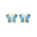 9ct-Gold-Blue-Topaz-Diamond-Butterfly-Stud-Earrings Sale