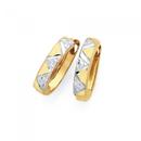 9ct-Gold-Two-Tone-Diamond-cut-Huggie-Earrings Sale