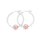 Silver-25mm-Fine-Tube-Hoops-With-Rose-Plate-Ball-Earrings Sale