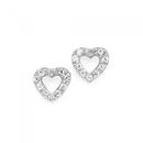 Silver-CZ-Heart-Stud-Earrings Sale