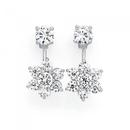 Silver-Double-Flower-Cubic-Zirconia-Stud-Earrings Sale