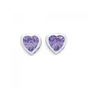 Silver-Purple-CZ-Heart-Stud-Earrings Sale