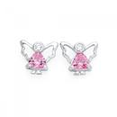 Silver-Pink-CZ-Angel-Stud-Earrings Sale