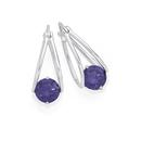 Silver-Purple-Cubic-Zirconia-Double-Loop-Suspended-Earrings Sale