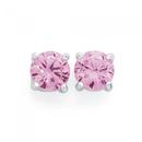 Silver-6mm-Pink-Cubic-Zirconia-Claw-Set-Stud-Earrings Sale