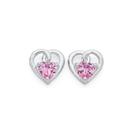Silver-Pink-Cubic-Zirconia-Open-Heart-Stud-Earrings Sale