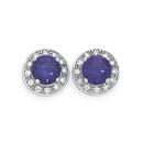 Silver-Purple-Cubic-Zirconia-Round-Cluster-Stud-Earrings Sale
